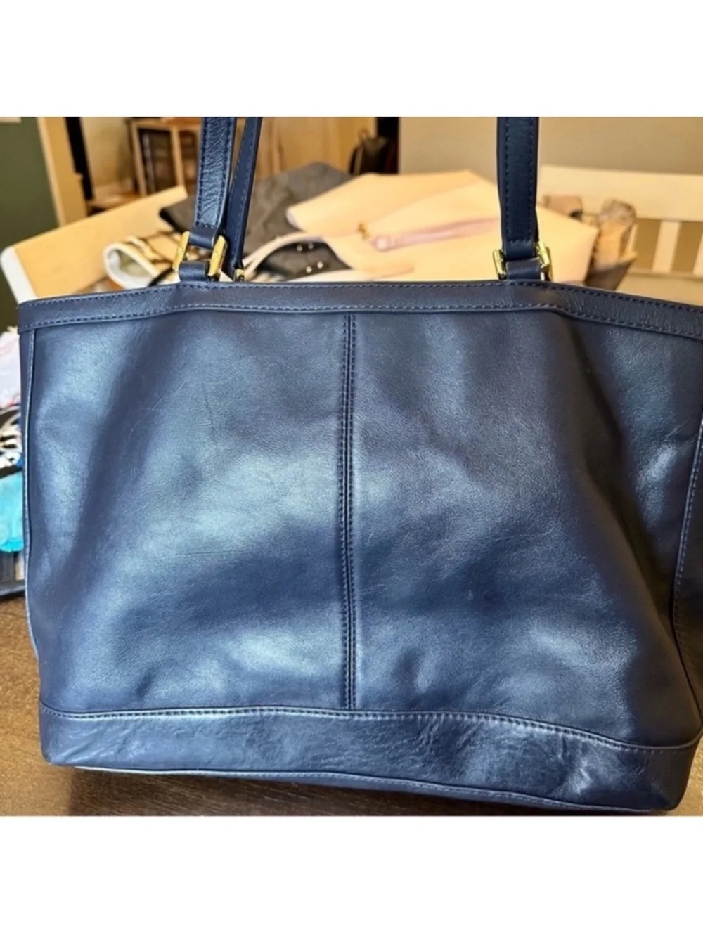 Tory Burch - Navy Blue Holly East West Butter Smooth Leather Tote - RARE